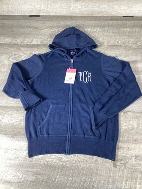 Charles River Marleylilly Hoodie M Navy Full Zip Monogram TCR NWT